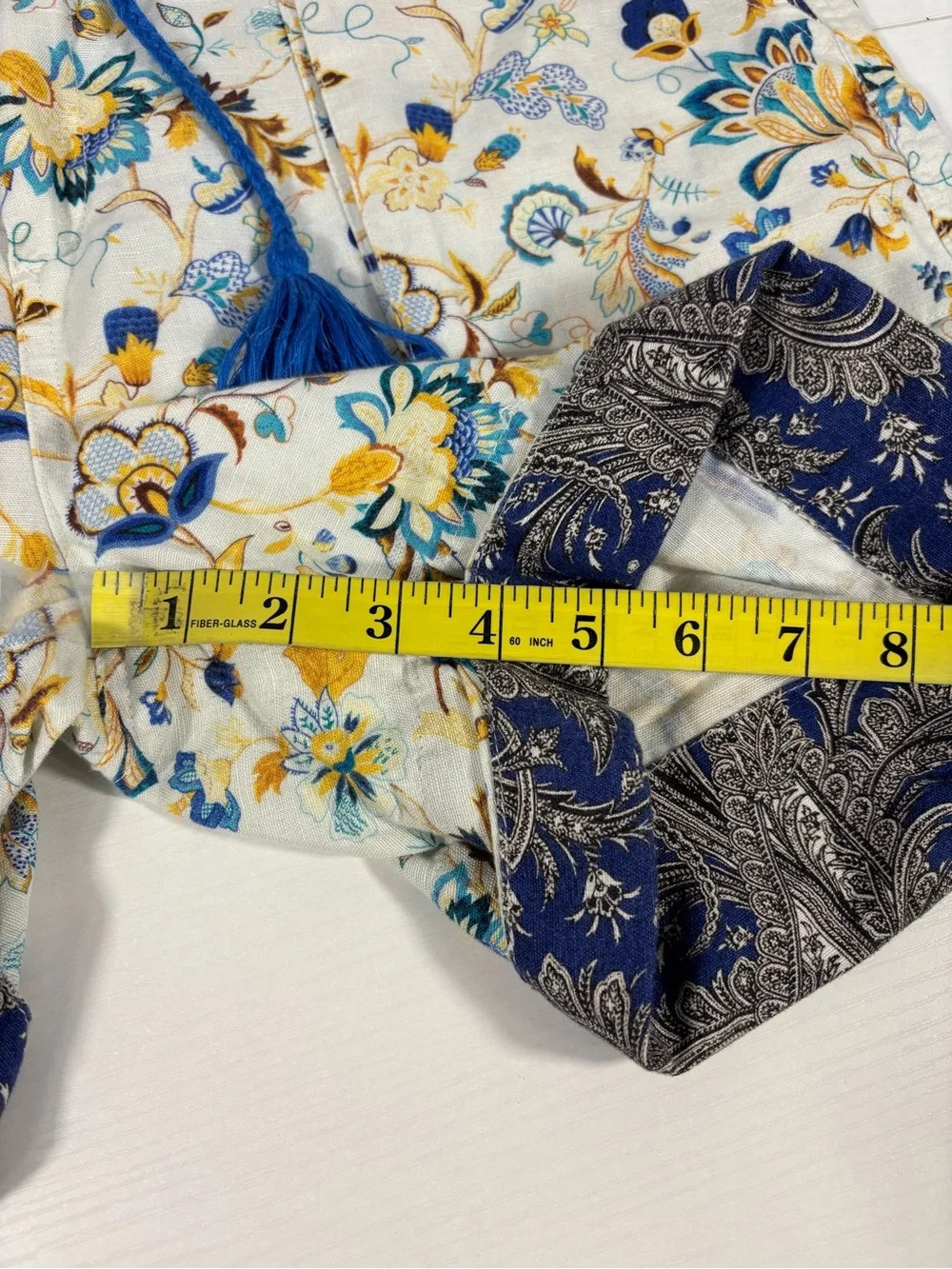 Sundance Shorts Linen Cotton Floral Paisley Tassel Boho Cottagecore Medium